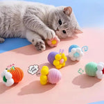 Cat Sisal Ball Toy Interactive Dental Chew Bell Sound Stimulating - GreenFur