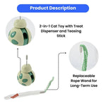 Cat Teasing Stick Pet Treat Dispenser Tumbler Ball Cat Toy - GreenFur