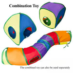 Cat Tunnel Toy Foldable Interactive Rainbow Combination Play Tube - GreenFur