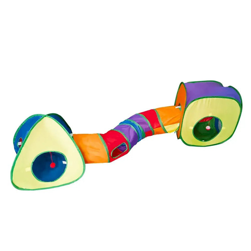 Cat Tunnel Toy Foldable Interactive Rainbow Combination Play Tube - GreenFur