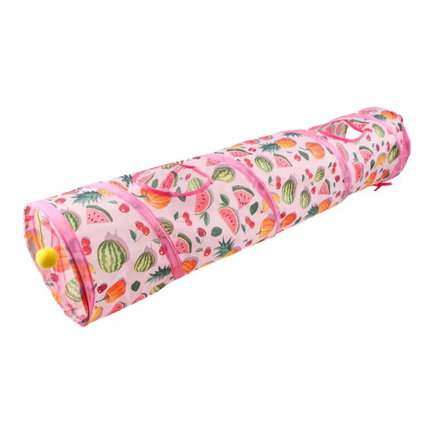 Cat Tunnel Toy Foldable Summer Fruit Long Straight Play Tube - GreenFur