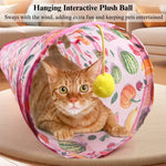 Cat Tunnel Toy Foldable Summer Fruit S Shape Play Tube - GreenFur