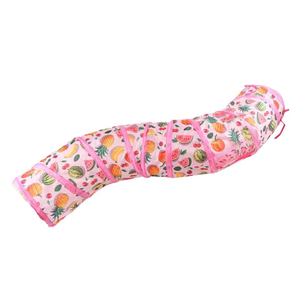 Cat Tunnel Toy Foldable Summer Fruit S Shape Play Tube - GreenFur