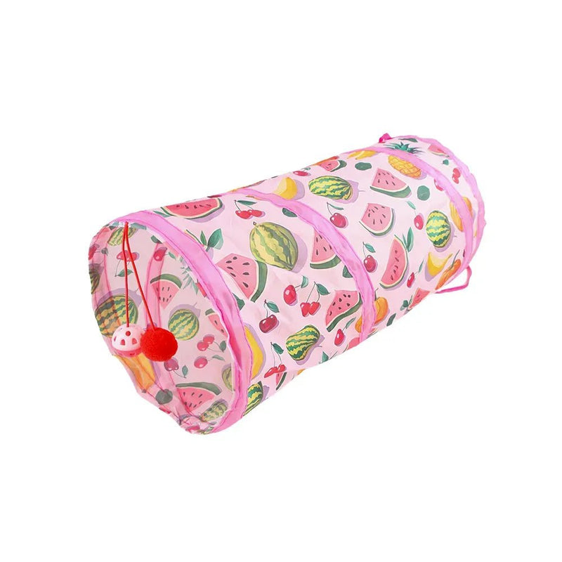 Cat Tunnel Toy Foldable Summer Fruit Small Play Tube - GreenFur
