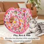 Cat Tunnel Toy Foldable Summer Fruit Square Play Tube - GreenFur