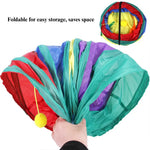 Cat Tunnel Toy Foldable Three Way Rainbow Interactive Play Tube - GreenFur