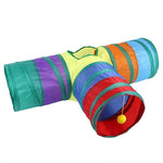 Cat Tunnel Toy Foldable Three Way Rainbow Interactive Play Tube - GreenFur