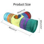 Cat Tunnel Toy Foldable Three Way Rainbow Interactive Play Tube - GreenFur