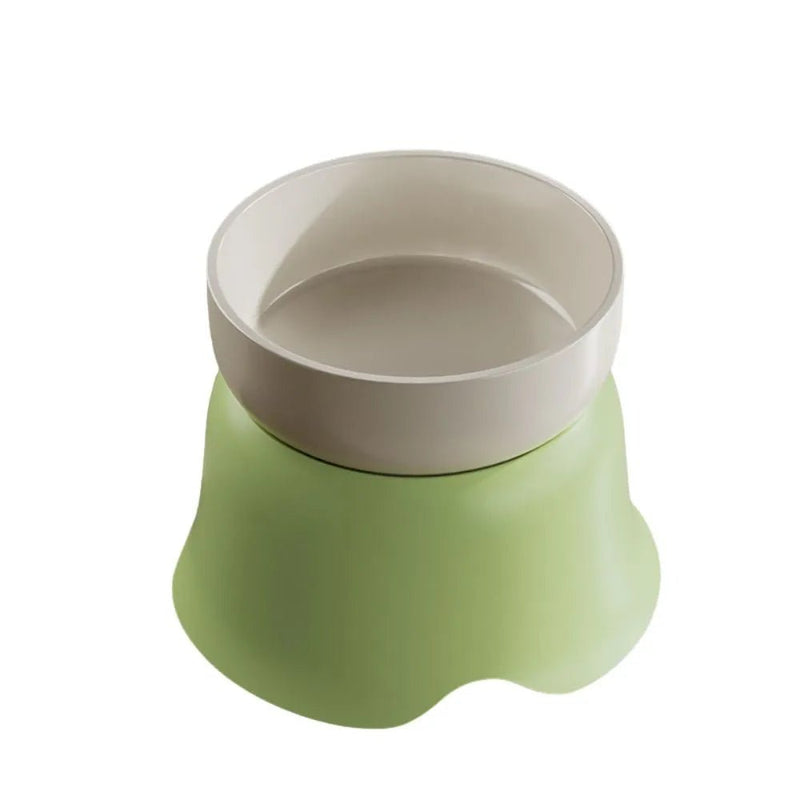 Ceramic Elevated Cat Bowl Anti Spill Food and Water Feeder - GreenFur