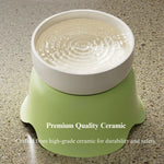 Ceramic Elevated Cat Bowl Anti Spill Food and Water Feeder - GreenFur