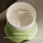 Ceramic Elevated Cat Bowl Anti Spill Food and Water Feeder - GreenFur