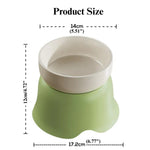 Ceramic Elevated Cat Bowl Anti Spill Food and Water Feeder - GreenFur