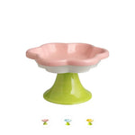 Ceramic Flower Cat Bowl Food Water Dish Neck Protection Pet Feeding - GreenFur