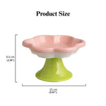 Ceramic Flower Cat Bowl Food Water Dish Neck Protection Pet Feeding - GreenFur