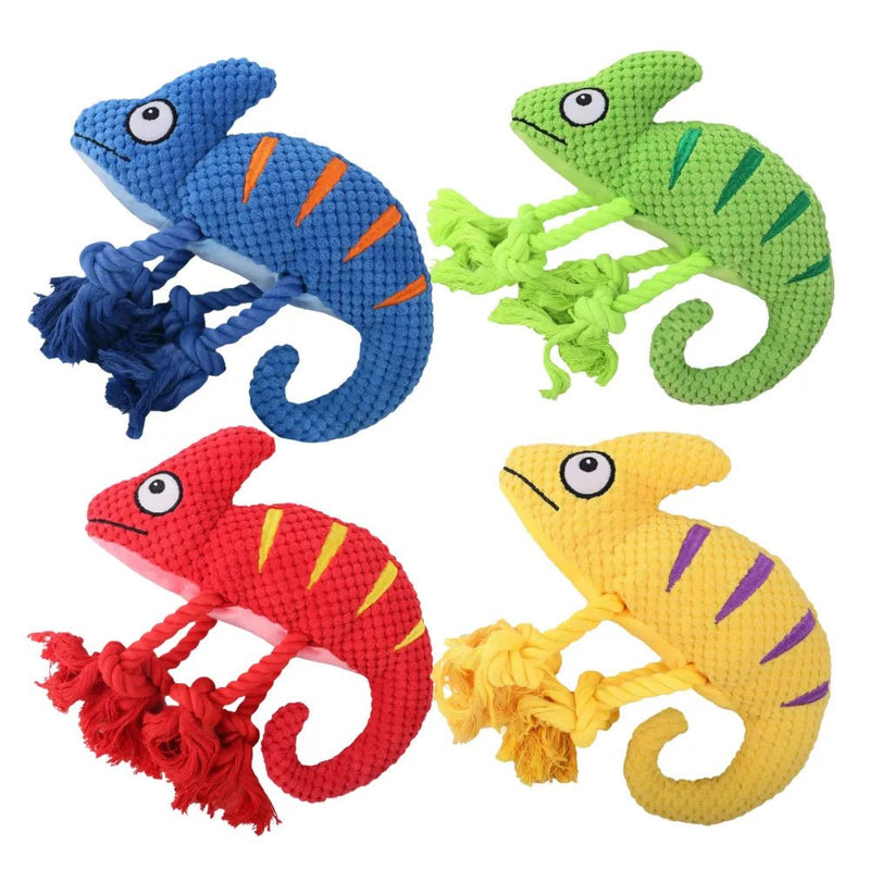 Chameleon Interactive Durable Squeaky Plush Dog Toy - GreenFur