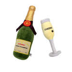 Champagne Glass Shape Soft Pet Squeaky Plush Dog Toy - GreenFur