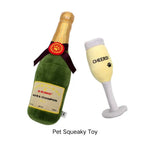 Champagne Glass Shape Soft Pet Squeaky Plush Dog Toy - GreenFur