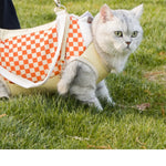 Checkered Cat Carrier Backpack Portable Pet Sling Bag for Outdoor Walking - GreenFur