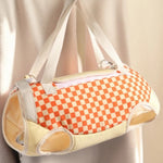 Checkered Cat Carrier Backpack Portable Pet Sling Bag for Outdoor Walking - GreenFur