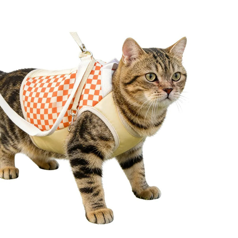 Checkered Cat Carrier Backpack Portable Pet Sling Bag for Outdoor Walking - GreenFur