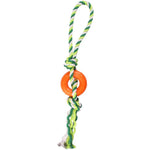 Chew - Resistant Pet Dog Cotton Rope Chew Toy with TPR Ring - GreenFur