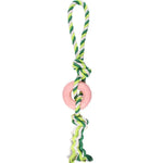 Chew - Resistant Pet Dog Cotton Rope Chew Toy with TPR Ring - GreenFur