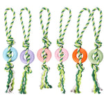 Chew - Resistant Pet Dog Cotton Rope Chew Toy with TPR Ring - GreenFur