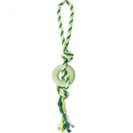 Chew - Resistant Pet Dog Cotton Rope Chew Toy with TPR Ring - GreenFur