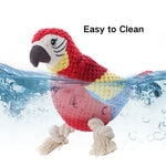 Chew Resistant Plush Parrot Dog Toy with Bite Sound - GreenFur