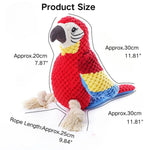 Chew Resistant Plush Parrot Dog Toy with Bite Sound - GreenFur