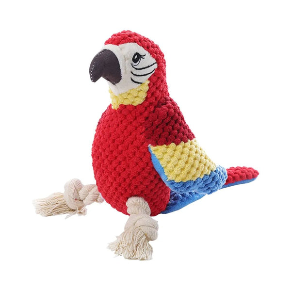 Chew Resistant Plush Parrot Dog Toy with Bite Sound - GreenFur