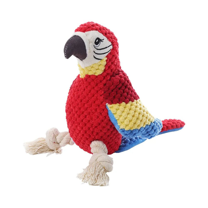 Chew Resistant Plush Parrot Dog Toy with Bite Sound - GreenFur
