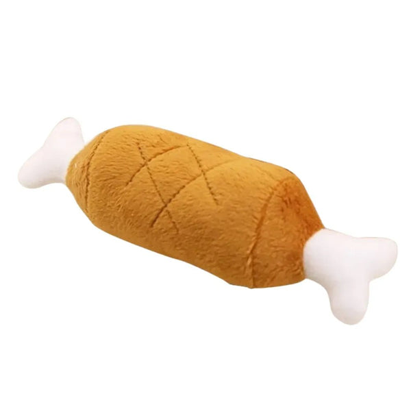 Chicken Leg Shape Squeaky Pet Plush Toys for Small Dogs - GreenFur