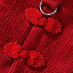 Chinese Red Knot Buttons and Cotton Padding Cozy Pet Jacket - GreenFur