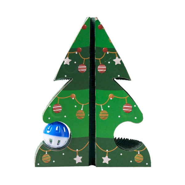 Christmas Cat Scratching Board Foldable Tree Shaped Design - GreenFur