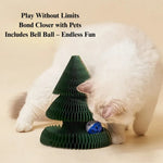 Christmas Cat Scratching Board Foldable Tree Shaped Design - GreenFur