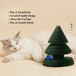 Christmas Cat Scratching Board Foldable Tree Shaped Design - GreenFur