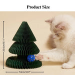 Christmas Cat Scratching Board Foldable Tree Shaped Design - GreenFur