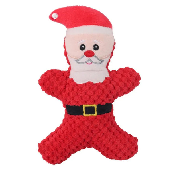 Christmas Cat Toy Plush Squeaky Pet Play Santa Reindeer Gingerbread - GreenFur