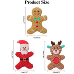 Christmas Cat Toy Plush Squeaky Pet Play Santa Reindeer Gingerbread - GreenFur