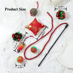 Christmas Cat Toy Set Festive Cat Teaser Wand Interactive Play - GreenFur