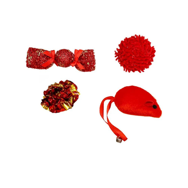 Christmas Cat Toy Set Plush Ball and Interactive Holiday Collection - GreenFur