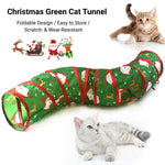 Christmas Cat Tunnel Toy with Santa and Tree Pattern for Play and Hiding - GreenFur
