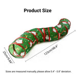 Christmas Cat Tunnel Toy with Santa and Tree Pattern for Play and Hiding - GreenFur