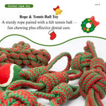 Christmas Cotton Rope Dog Toy Seven Ring Tug - GreenFur