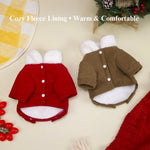 Christmas Dog Coat Corduroy Warm Jacket with Harness Ring - GreenFur