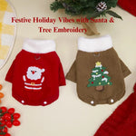 Christmas Dog Coat Corduroy Warm Jacket with Harness Ring - GreenFur