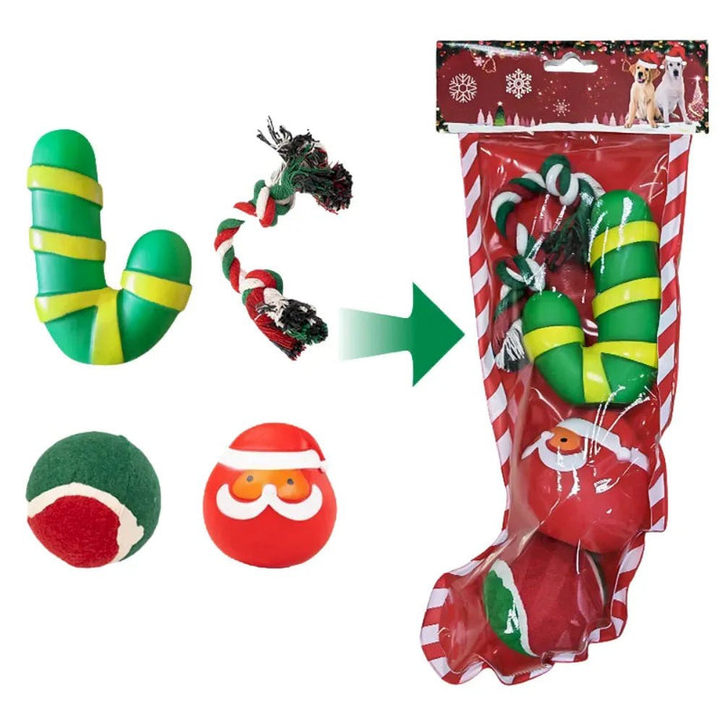Christmas Dog Toy Gift Box Rope and Santa - GreenFur