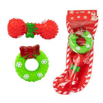 Christmas Dog Toy Gift Set Dumbbell and Donut Toys - GreenFur