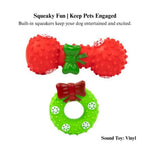 Christmas Dog Toy Gift Set Dumbbell and Donut Toys - GreenFur